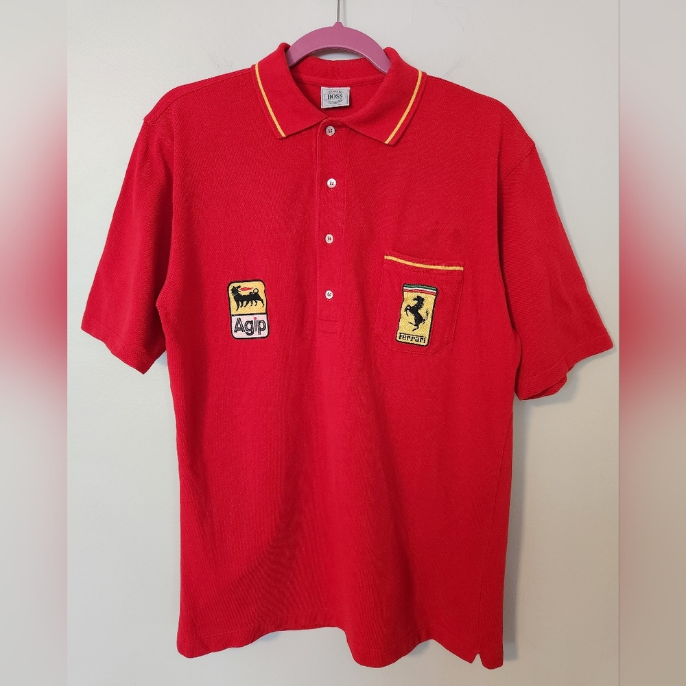Red Ferrari x Hugo Boss polo shirt
